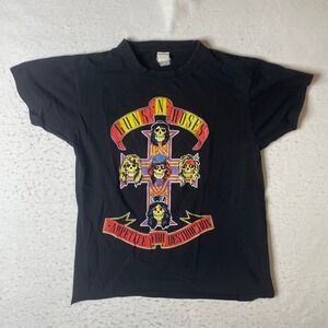 Guns N Roses Appetite For Destruction Black Graphic T-Shirt Ideal Tag Mens L